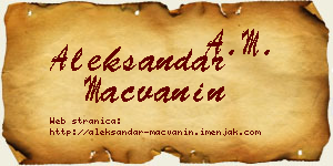 Aleksandar Mačvanin vizit kartica